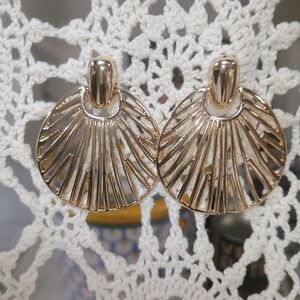 Gold Fan-Shaped Earrings